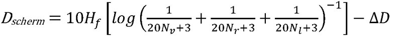 Als Nv ≤ -0,1 Dscherm = 0 dB Als Nv > -0,1