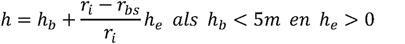 h = hb als hb ≥ 5 m of he ≤ 0