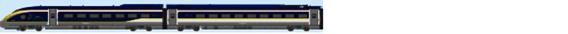 Een Eurostar blue bestaat uit 16 geledingen en telt als 2 rekeneenheden 402 m . Getoond zijn de eerste 2 geledingen.